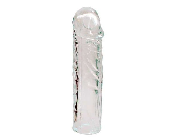 Закрытая прозрачная насадка-фаллос Crystal sleeve - 16 см., фото 