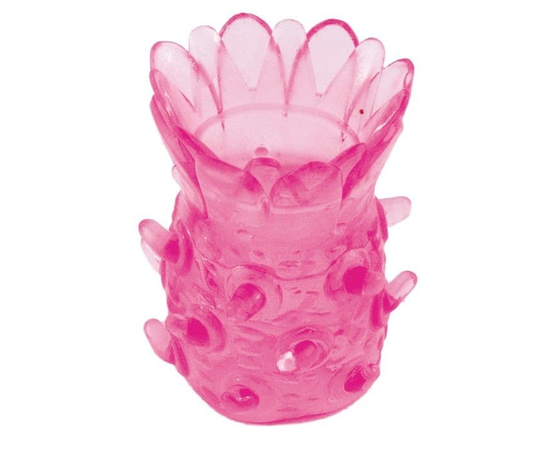 Розовая рельефная насадка на пенис, фото 