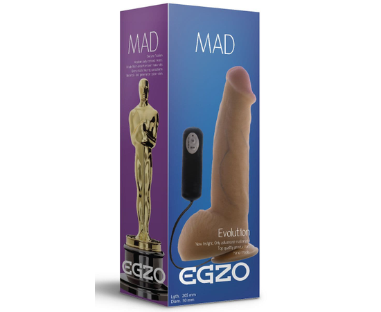 Реалистичный вибратор на присоске Mad Oscar - 20,5 см., фото 
