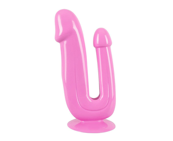 Розовый анально-вагинальный фаллоимитатор - 17,5 см., Цвет: розовый, фото 