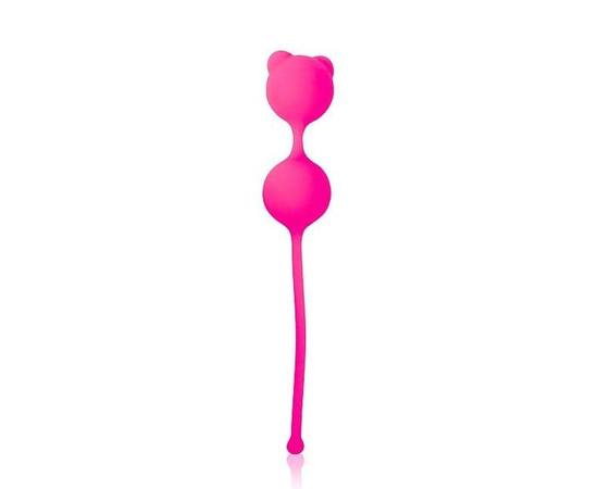 Розовые силиконовые вагинальные шарики на связке с хвостиком, Цвет: розовый, фото 