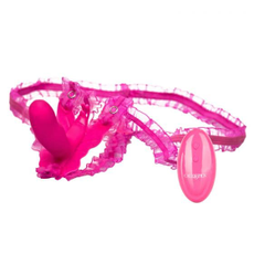 Розовая вибробабочка на ремешках Silicone Remote Venus Penis, фото 