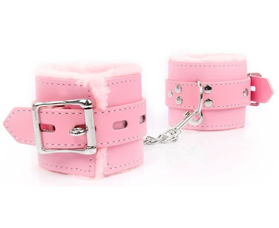 Розовые мягкие наручники на регулируемых ремешках, фото 