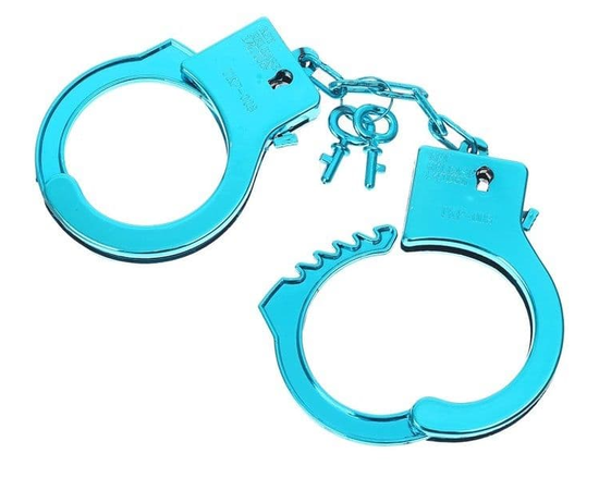 Голубые пластиковые наручники "Блеск", фото 