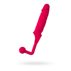 Розовая насадка на пенис с анальной втулкой-шаром, фото 