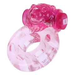 Розовое эрекционное виброкольцо "Медвежонок", фото 