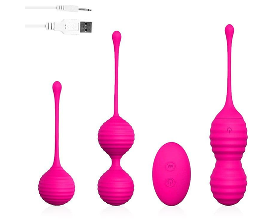 Набор из 3 ярко-розовых вагинальных шариков SWEETHEART, фото 