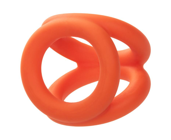 Оранжевое тройное эрекционное кольцо Liquid Silicone Tri-Ring, фото 