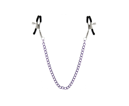 Зажимы для сосков с фиолетовой цепочкой Sweet Caress Nipple Chain, фото 