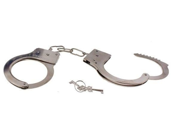 Серебристые металлические наручники с ключиками, фото 
