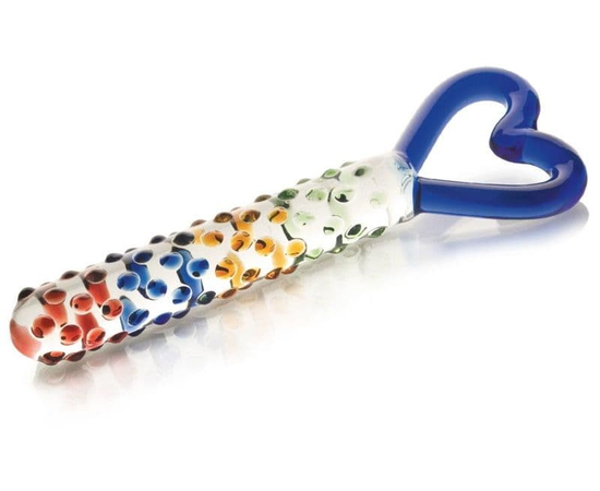 Стеклянный фаллос с ручкой-сердцем - 25 см., фото 