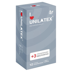 Презервативы с рёбрами Unilatex Ribbed - 12 шт. + 3 шт. в подарок, фото 