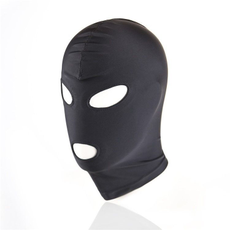 Черный текстильный шлем с прорезью для глаз и рта, фото 