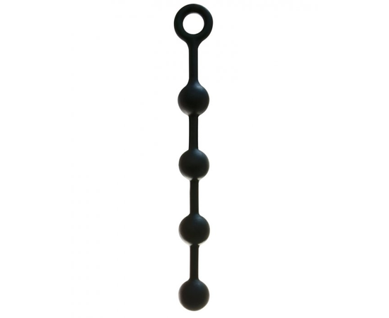 Чёрная анальная цепочка из силикона - 38 см., фото 