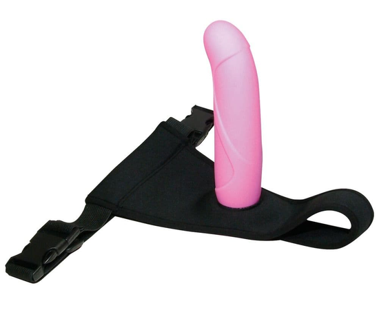 Розовый страпон на трусиках с регулируемыми бретелями Smile - 16 см., Цвет: розовый, фото 