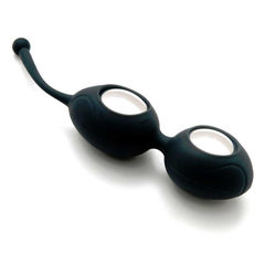 Черные вагинальные шарики со смещенным центром тяжести Silicone Ben Wa Balls, Цвет: черный, фото 