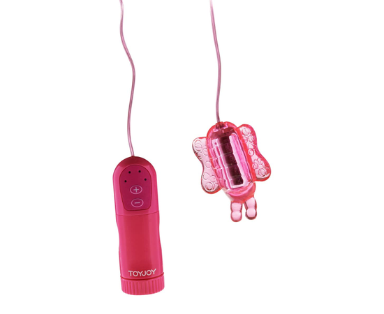Розовый вибростимулятор-бабочка BUZZ BUZZ BUTTERFLY MASSAGER - 6 см., фото 