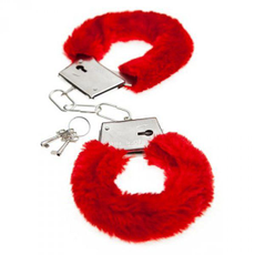 Красные меховые наручники Love с ключиками, фото 