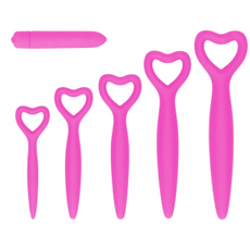Набор вагинальных расширителей с вибропулей Silicone Vaginal Dilator Set, Цвет: розовый, фото 