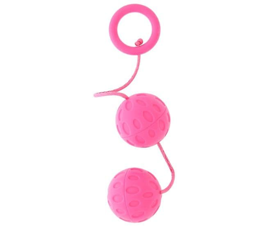 Розовые вагинальные шарики с рельефом GOOD VIBES ROTO BALLS, фото 