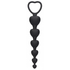 Черная анальная елочка Anal Heart Beads - 18,5 см., фото 