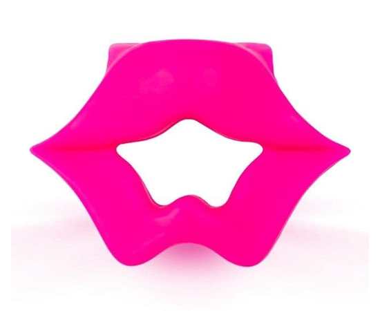 Розовое эрекционное виброкольцо в форме губ, фото 