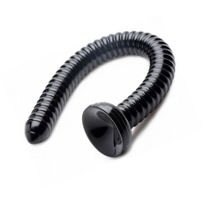 Черный анальный стимулятор-гигант Hosed Ribbed Anal Snake Dildo - 50,8 см., фото 