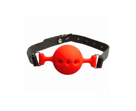 Красный силиконовый кляп-шарик с перфорацией, фото 