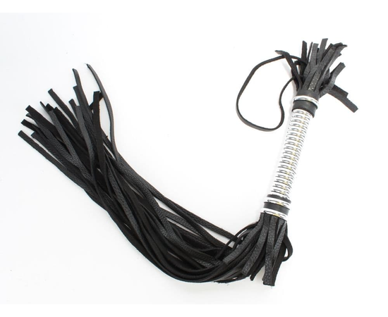Черная длинная плеть с серебристой ручкой - 56 см., фото 