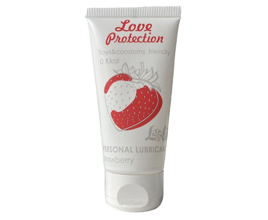 Лубрикант на водной основе с ароматом малины Love Protection Strawberry - 50 мл., фото 