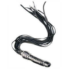 Черная плеть с рукоятью-фаллосом - 74 см., фото 