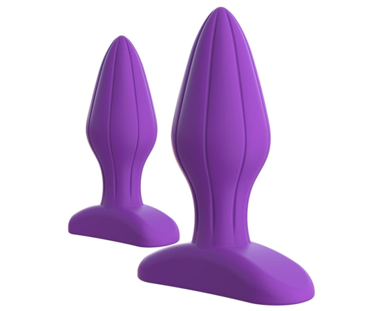 Набор из 2 фиолетовых анальных пробок с рельефом Her Designer Love Plug Set, фото 