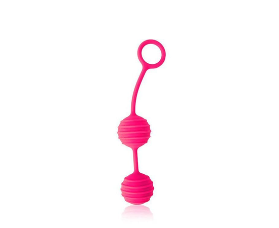 Розовые вагинальные шарики с ребрышками Cosmo, Цвет: розовый, фото 