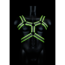 Стильная портупея Body Harness с неоновым эффектом, Цвет: черный с зеленым, Размер: S-M, фото 