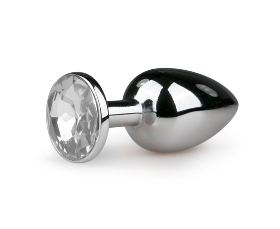 Серебристая анальная втулка с прозрачным кристаллом - 7,2 см., фото 