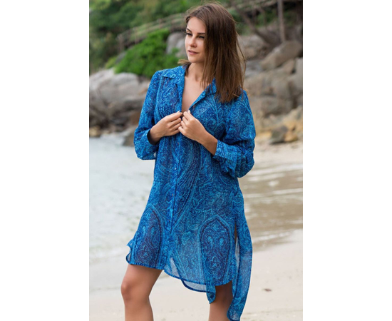 Платье-рубашка Riviera на пуговицах, Цвет: синий, Размер: S, фото 