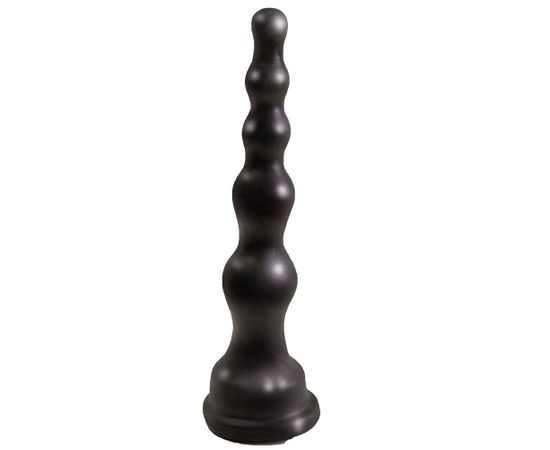 Чёрная анальная ёлочка с ограничительным основанием - 17,5 см., фото 