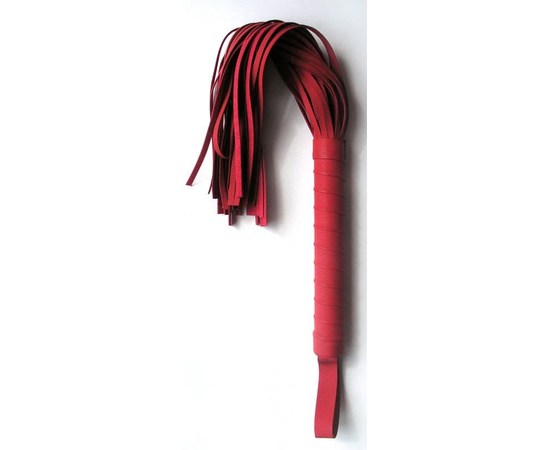 Красная многохвостая плеть с круглой ручкой - 46 см., фото 