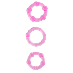 Набор из 3 стимулирующих эрекционных колец розового цвета, фото 