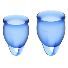 Набор менструальных чаш Satisfyer Feel confident Menstrual Cup, Цвет: синий, фото 