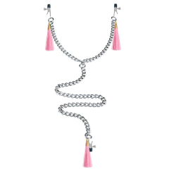 Зажимы на соски и половые губы с розовыми кисточками Nipple Clit Tassel Clamp With Chain, фото 