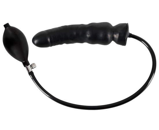 Чёрный надувной фаллоимитатор из латекса Inflatable Latex Dildo - 20 см., фото 