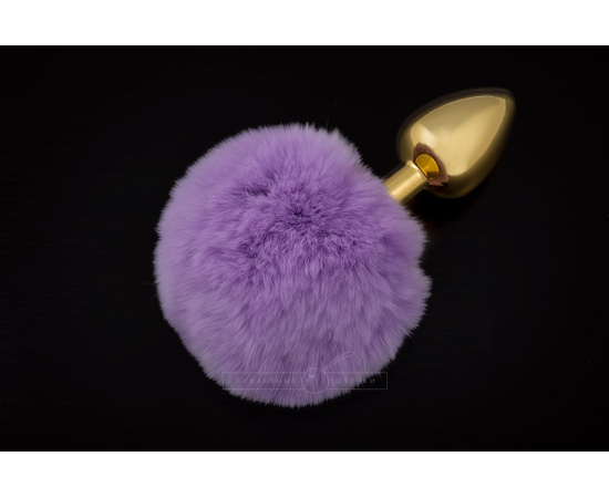 Маленькая золотистая пробка с пушистым хвостиком, Цвет: фиолетовый, фото 