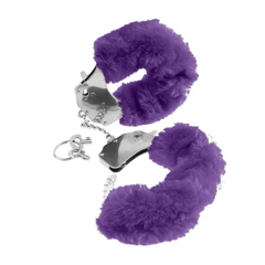 Металлические наручники Original Furry Cuffs с фиолетовым мехом, фото 