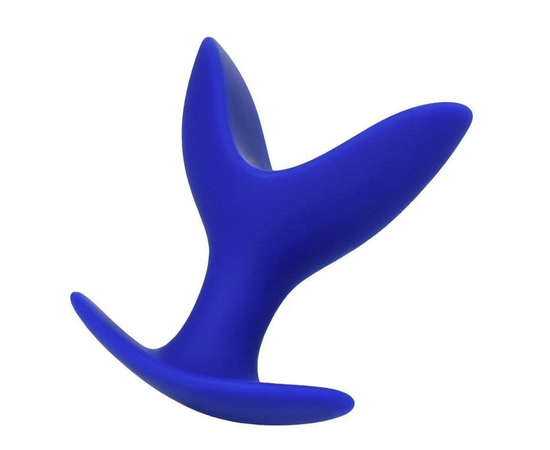 Синяя силиконовая расширяющая анальная втулка Bloom - 9 см., фото 
