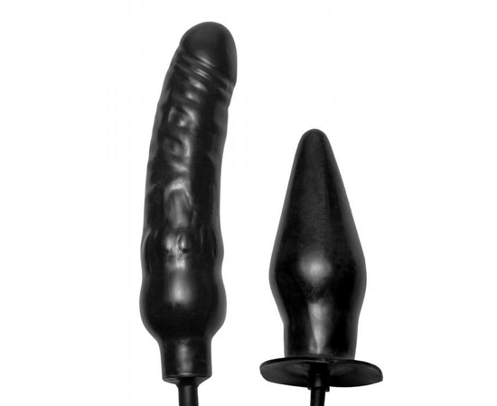 Пробка и фаллос с функцией расширения Deuce Double Penetration Inflatable Dildo and Anal Plug, фото 