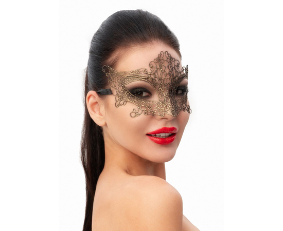 Роскошная золотистая женская карнавальная маска, Цвет: золотистый, фото 