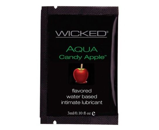 Лубрикант с ароматом сахарного яблока WICKED AQUA Candy Apple - 3 мл., фото 