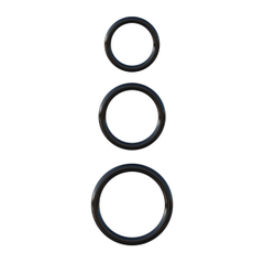 Набор из трех черных эрекционных колец Silicone 3-Ring Stamina Set, фото 
