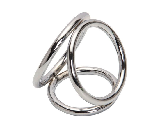 Серебристое тройное эрекционное кольцо, фото 